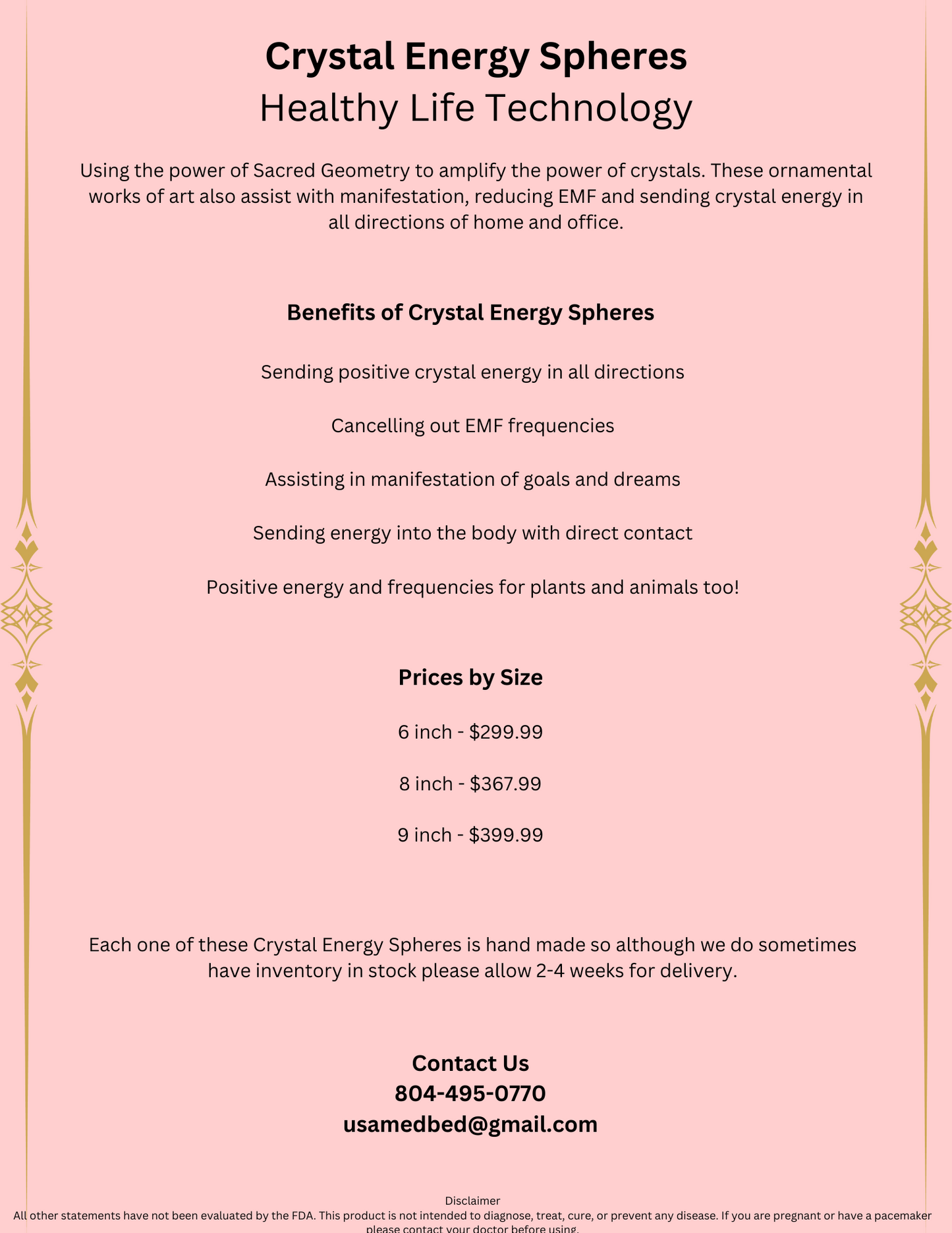 Crystal Energy Spheres - USA Med Bed