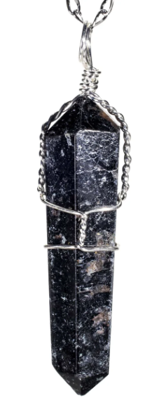 Black Tourmaline Point Healing Stone Pendant Necklace - USA Med Bed