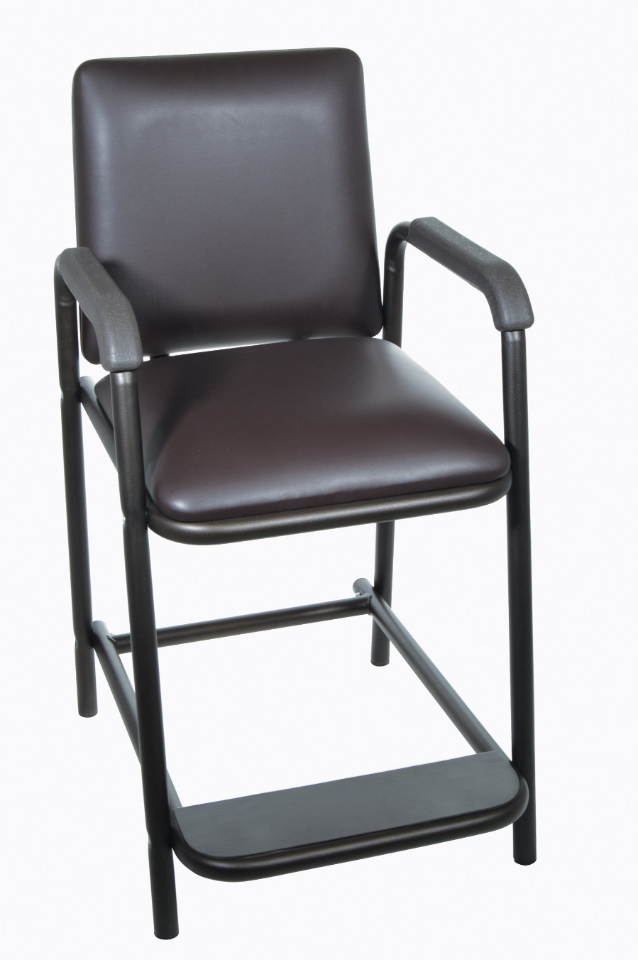 Brown chair with armrests on a white background