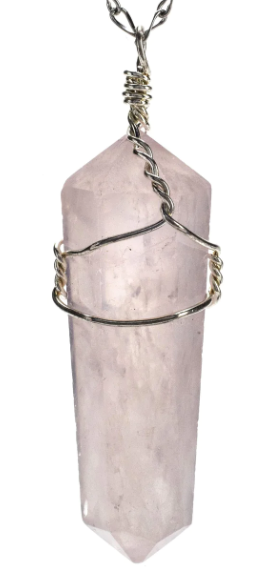 Rose Quartz Point Healing Stone Pendant Necklace - USA Med Bed