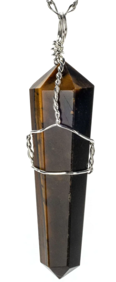 Tiger Eye Point Healing Stone Pendant Necklace - USA Med Bed